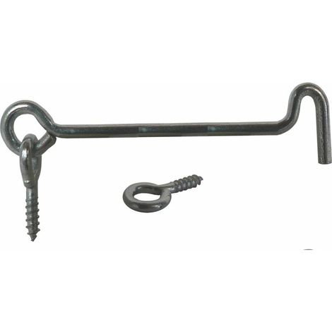 – Crochet d'arrêt 5,9x200mm acier argenté – Pour fermeture porte bois – Butée verrouillage contrevent – Accessoire durable (1/2)