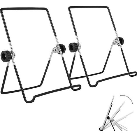 2 pcs Support Cadre Photo, Porte Assiette Decorative, Support Assiette a Poser, Réglable Pliable Petit Chevalet Assiette pour Afficher des Photos, Images, Recettes 18 x 14 (Noir) (1/4)