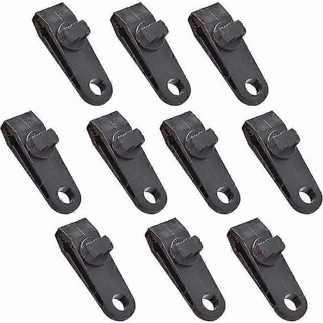 Lot de 10 pinces en tissu imperméables, adaptées aux auvents, camping-cars, jardins, etc., noires. (1/5)