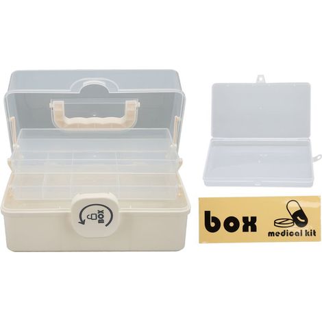 Medikamentenaufbewahrungsbox mit großem Fassungsvermögen und 3 Schubladen, wiederverwendbarer tragbarer Behälter, vielseitiger Organizer für Zuhause und unterwegs. (1/5)