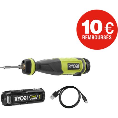 Saldatore RYOBI 4V USB Litio - 1 batteria 2,0Ah - RSI4-120G