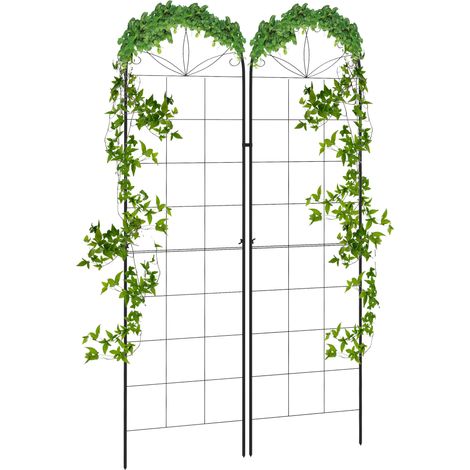 Set of 2 Metal Garden Trellis for Climbing Plants, Sturdy Support Frames with Stylish Grid Design