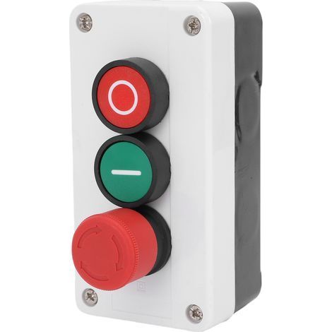 Interrupteur marche/arrêt momentané rouge vert 10 A 1NC 1NO Bouton-poussoir d'urgence à verrouillage en forme de champignon Boîtier de commande