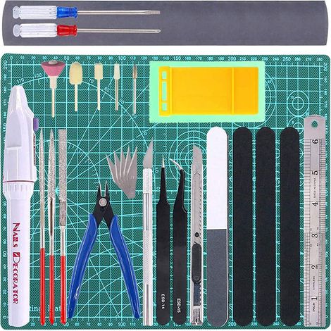 Outils de Modélisme, 33 Pièces Modeleur Basic Outils Craft Set, Ensemble d'outils de Fabrication de Modèles, Modèle Outils de Loisirs Kit (1/5)