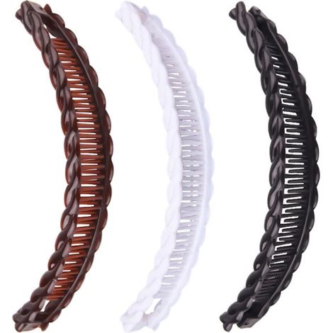 Horquillas tipo banana para cabello grueso y rizado: pinzas de carey negras, marrones y blancas, peinetas vintage para mujer. (1/5)