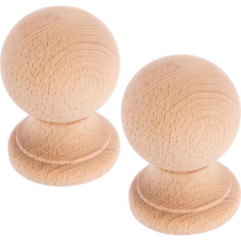 Kugelförmige Holzpfostenkappen 2 Stück 6cm Ø Massivholz (1/5)