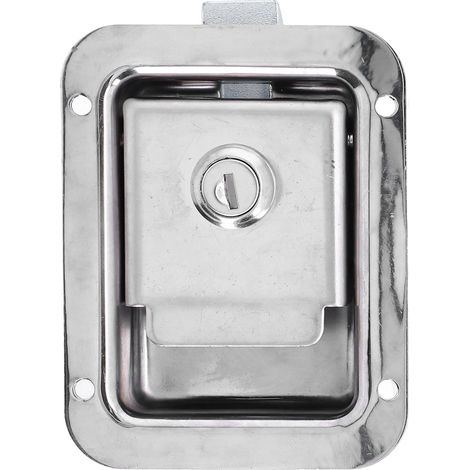Verrou de porte à palette en acier inoxydable 304, serrure de boîte à outils, installation encastrée, avec 2 clés, convient aux camping-cars, remorques et camions de pompiers. (1/5)