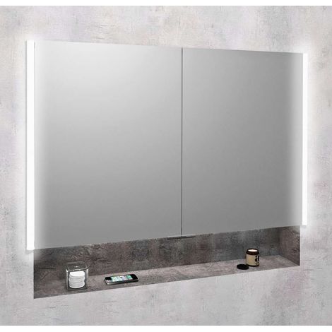 Sapho Integra - Spiegelschrank mit LED-Beleuchtung, 106x70x17 cm, eingebaut, Titan-Aluminium IN105