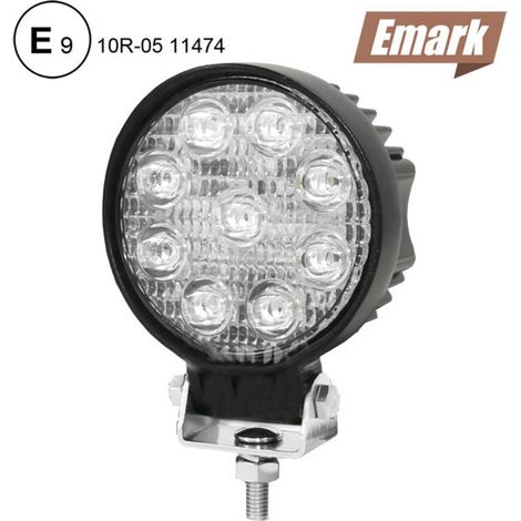 Phare de Travail LED rond 27W 3,8" Faisceau flood pour Moto Camion 4x4 - CREE (1/5)