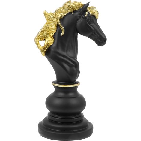 Décoration Internationale D'Échecs en Résine Pièce Échecs Décor De Bureau Et De Maison Sculpture Cheval D'Échecs pour Salon Chambre Cadeau 8.27X3.74X2.95In (1/5)