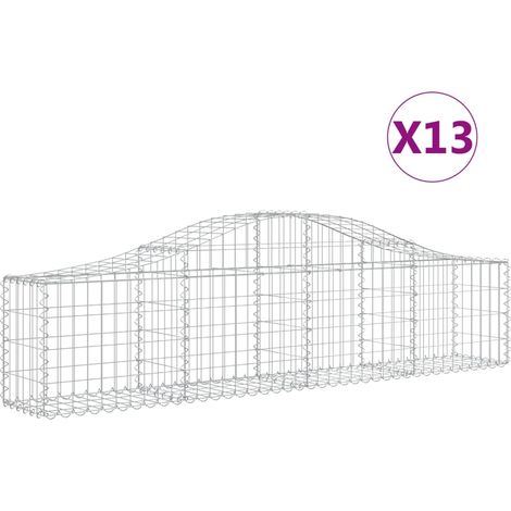 Maison Exclusive - Cesti Gabbioni ad Arco 13 pz 200x30x40/60 cm Ferro Zincato
