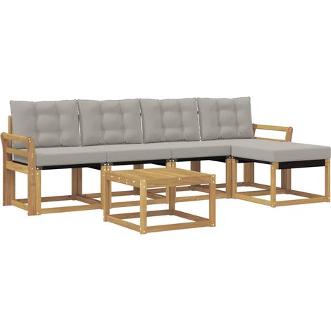 Set di divani da esterno 6 pz Bianco e Grigio Chiaro vidaXL (1/5)