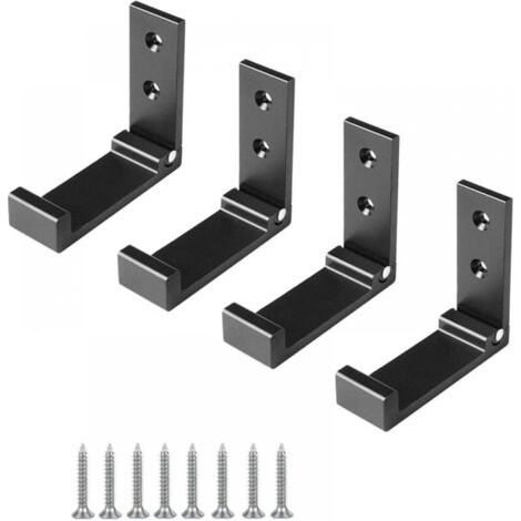 4 PiècesCrochet de Suspension Mural en Alliage D'aluminium Patères Pliables à 90 ° avec vis pour Armoire de Porte Murale Cuisine Salle de Bain Bureau Mural Vestiaire Salle de Bain (Noir) (1/5)