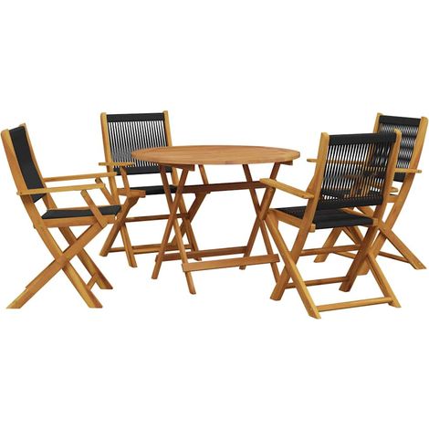 Ensemble à manger de jardin 5pcs Mobilier de jardin noir polypropylène bois massif (1/5)