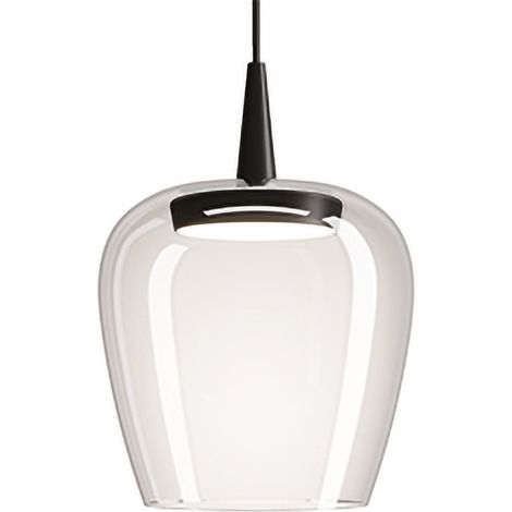 Zafferano Lampada a sospensione Bilia 230V nude con diffusore in vetro borosilicato soffiato, diametro 18 cm, colore Nero e Trasparente, 8.0W LED (1/3)
