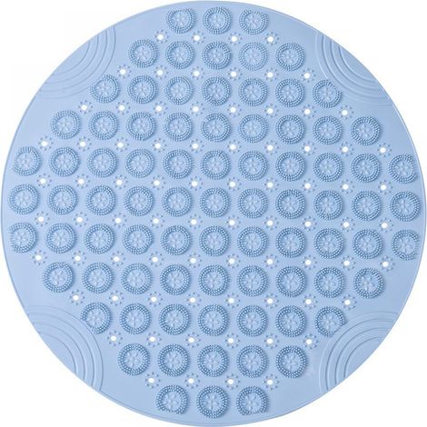 Anneau de massage pour salle de bain, tapis antidérapant, couleur unie, bleu clair, 55 x 55 cm (1/5)