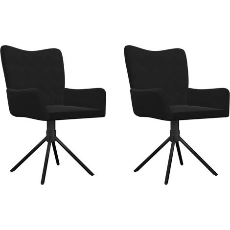 vidaXL Drehbare Esszimmerstühle Set von 2 Schwarz Samt