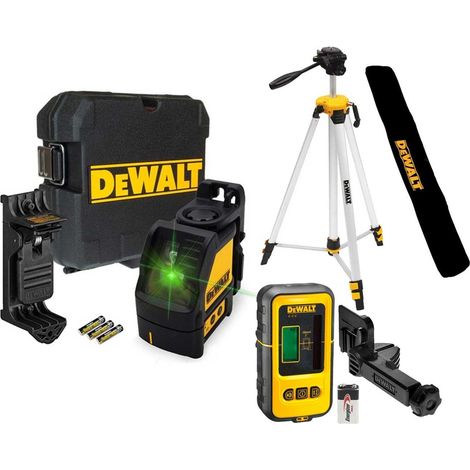 Dewalt DW088CG Green Cross Line Laser Level + Tripod + Bag + Detector DE0892G (1/4)