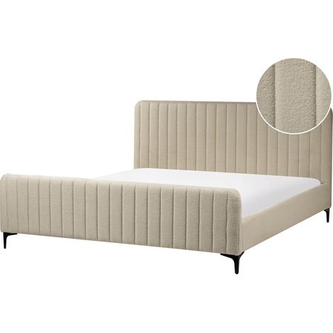 Bett mit Lattenrost Bouclé LUNAN 180 x 200 cm Beige