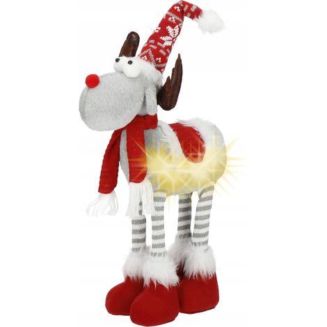RENNA STATUINA NATALIZIA DECORAZIONE 61cm REGALO LUMINOSO LED
