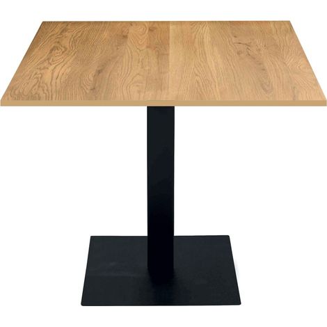 Tavolo da Ristorante Base Quadrata in Ferro Piano Rovere Nodato | Dimensione Tavoli: 80 x 80
