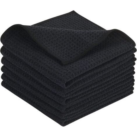 Black Microfiber Kitchen Towels, Super Absorbent Kitchen Cleaning Cloth, Dish Wiper Soft Washable Kitchen Towels 30cm x 30cm 6 Pack (1/5)