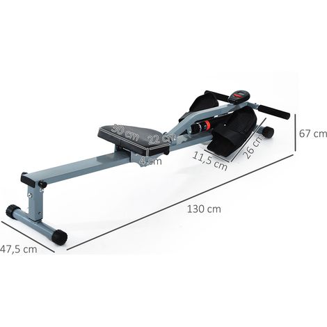 Machine à ramer avec LCD, acier et PVC, gris, 130 x 47,5 x 67 cm HAVRYA (1/5)