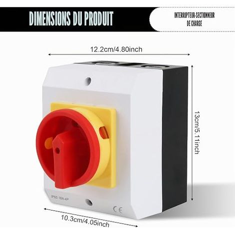 Main Circuit Breaker 4 Pin 7.5KW 16A with Housing Main Switch Plastic Rotary for Connecting Switches and (1/4)