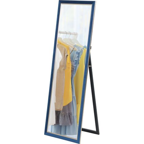 Espejo de Cuerpo Entero 150x50 cm, Marco de Terciopelo, Soporte, Azul