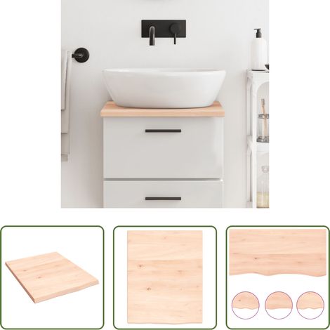 vidaXL Plan de travail en bois -  Comptoir de salle de bain 40x50x2 cm bois massif non traité (1/5)
