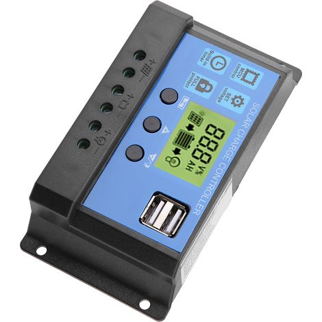 Régulateur de Charge PWM 10A pour Panneau Solaire 12V/24V avec Affichage LCD et Ports USB Double (YJSS-10A) (1/5)