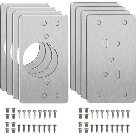 Scharnierreparaturset mit Bohrung, 8-teiligem Reparaturset, Montageplatten mit 48 Schrauben, geeignet für Holz, Möbel und Regale. (1/5)
