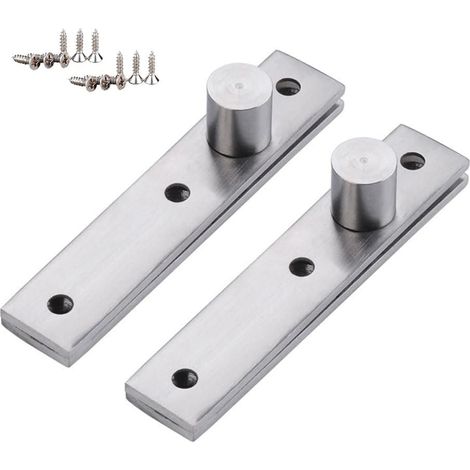 Juego de 2 bisagras giratorias de 360 grados para puertas, de acero inoxidable con tornillos de fijación, 7,45 x 1,7 cm, color plata. (1/4)