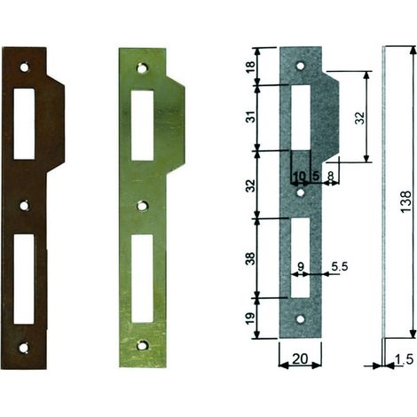 Contropiastra Ridotta Con Aletta Per Serratura A Bussola Bordo Quadro - acciaio ottonato verniciato (B.00570.05.03) - 5 pz