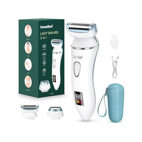 Women's 2-in-1 Electric Shaver, Intimate Trimmer with Bikini Trimmer, IPX7 Facial Epilator for Wet and Dry Use, USB Rechargeable Intimate Shaver for Legs, Face and Armpits Gender: Women (1/5)