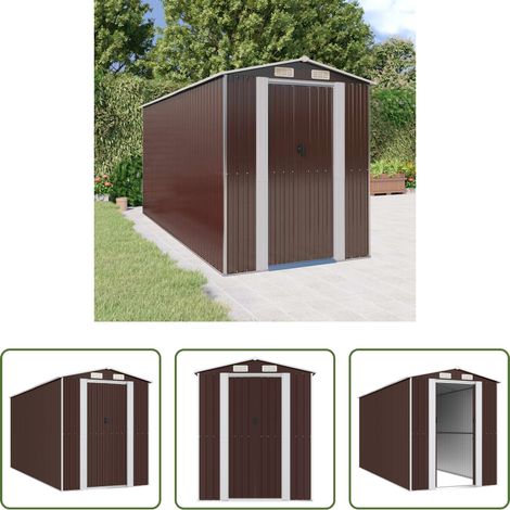 vidaXL Poolzubehör - Geräteschuppen Dunkelbraun 192x440x223 cm Verzinkter Stahl (1/5)
