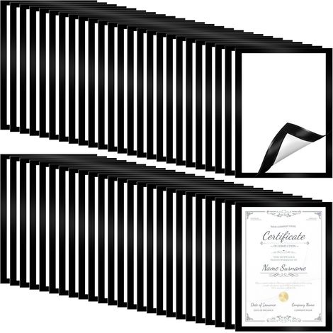 Lot de 50 Cadres Magnétiques A4 Auto-Adhésifs, Cadres d'Affichage avec Fermeture Magnétique, Pochettes d'Information pour Documents, Avis, Bureau, École, Magasin (1/5)