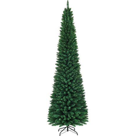 Albero di Natale aghi in PVC alta qualità struttura con cerniere base Albero 270cm per casa ufficio negozi hotel Verde (1/4)