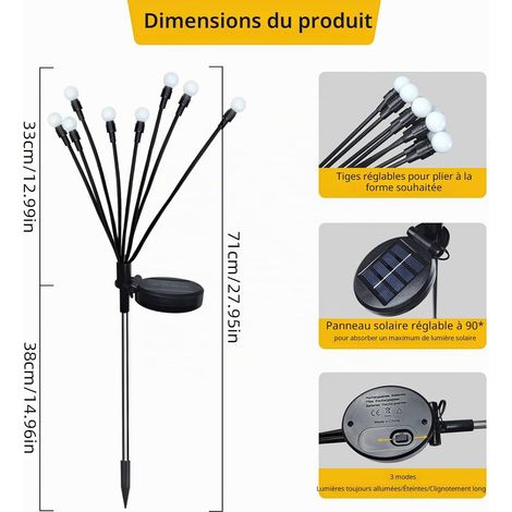 2 lampes solaires lucioles décoratives, étanches, jardin/chemin/clôture. (1/5)