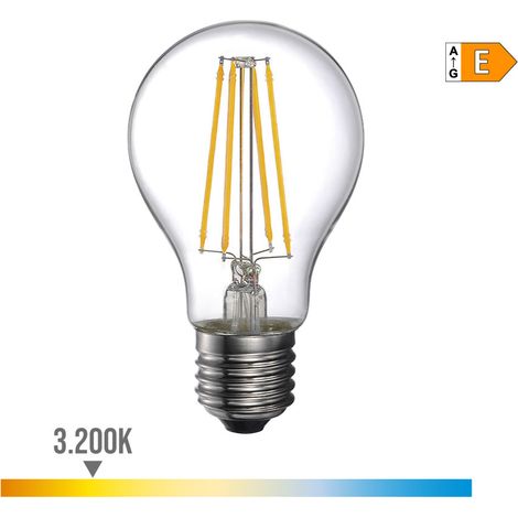 LED-EDM-Glühbirne, Standard-Filament, E27, 6 W, 800 lm, 3200 K, warmes Licht, Ø6 x 10,6 cm