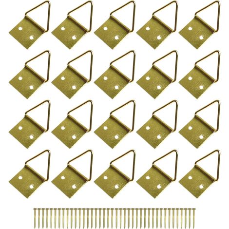 20x Crochet laiton attache fixation tableau cadre accroche suspension mural photo art mural décoration avec clous, 18mm (1/2)