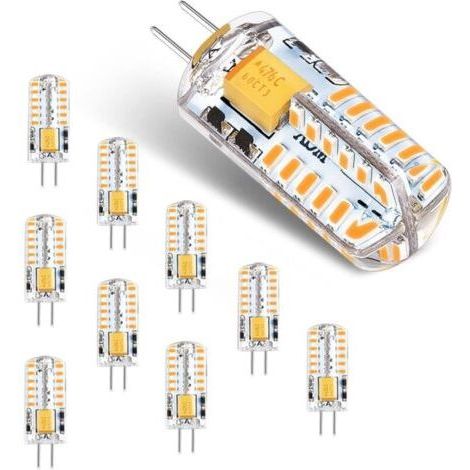 Ampoules LED G4 12V AC/DC 3W Pas de Scintillement à Économie D'énergie Lampe(Équivalent à Ampoule Halogène 30W)Blanc Chaud 3000K,G4 LED Lumière,300LM Non Dimmable,Lot de 10 (1/5)