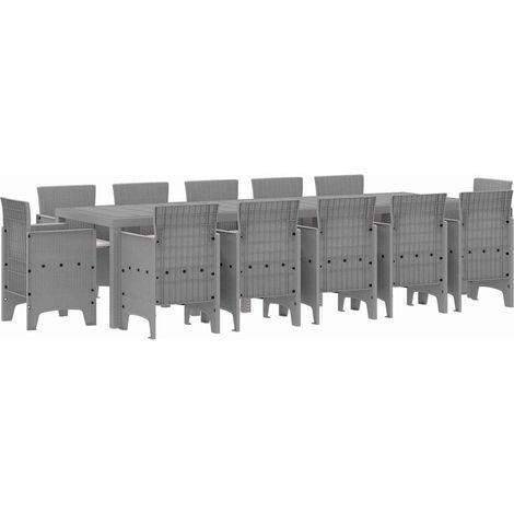 Set da Pranzo per Giardino 13 pz Grigio chiaro Poly Rattan vidaXL (1/5)