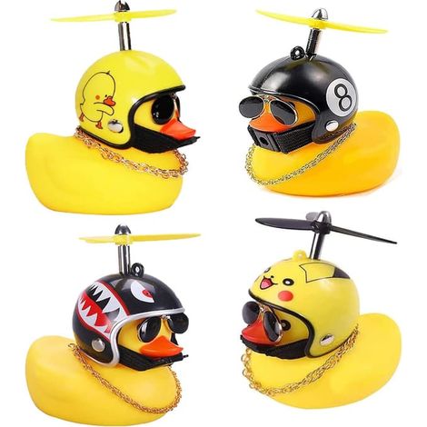 Lot de 4 sonnettes de vélo en forme de canard jaune, accessoire décoratif pour l'intérieur de voiture, vélo et moto. (1/5)