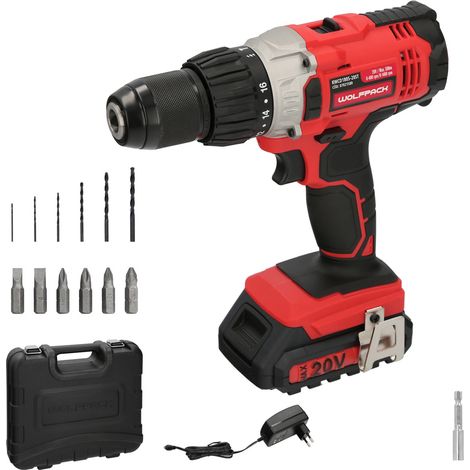 Trapano avvitatore da 20 V. Con 2 velocità e martello. Batteria 2Ah. Coppia di serraggio 50 Nm. (1/5)