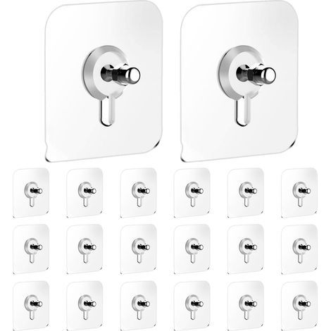 20pcs Accroche Tableau Sans Percer, Attache Cadre Adhésif Crochets, Fixation Murale Transparente pour Cadres, Posters, Photos, Décoratives(Transparente) (1/5)