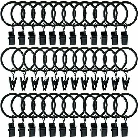 40 Pcs Rideau Crochets Anneaux de Douche Crochets décoratifs de Rideau de Douche Glissement Crochets (Black) (1/5)