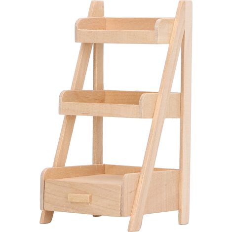 Présentoir à fleurs miniature 3 niveaux pour maison de poupée, en bois de bouleau 1/12, étagère décorative pour accessoires de mobilier. (1/5)