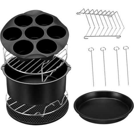 Accessoires pour friteuses à air chaud : plaque de cuisson, moule à gâteau et à pizza, Preto