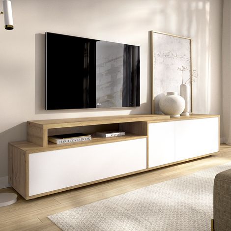 Mobile Porta tv Benton, Modulabile, 5 Ripiani, 3 Ante, 40x185x47h cm Bianco (1/5)